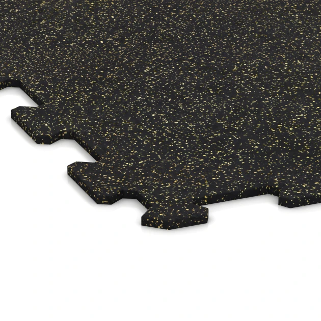 La vue détaillée sur les bords du produit WARCO 1063, Sol de Fitness Compact, au format 970 x 970 x 8 mm | 0,94 m, en couleur Jaune doux moucheté.