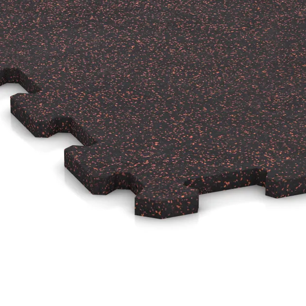 La vue détaillée sur les bords du produit WARCO 1126, Sol de Fitness Compact, au format 970 x 970 x 16 mm, en couleur Rouge doux moucheté.