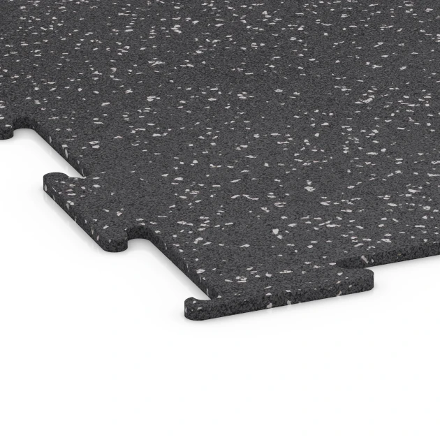 La vue détaillée sur les bords du produit WARCO 6458, Sol de Fitness Compact, au format 50 × 50 × 0,8 cm, en couleur Gris doux moucheté.