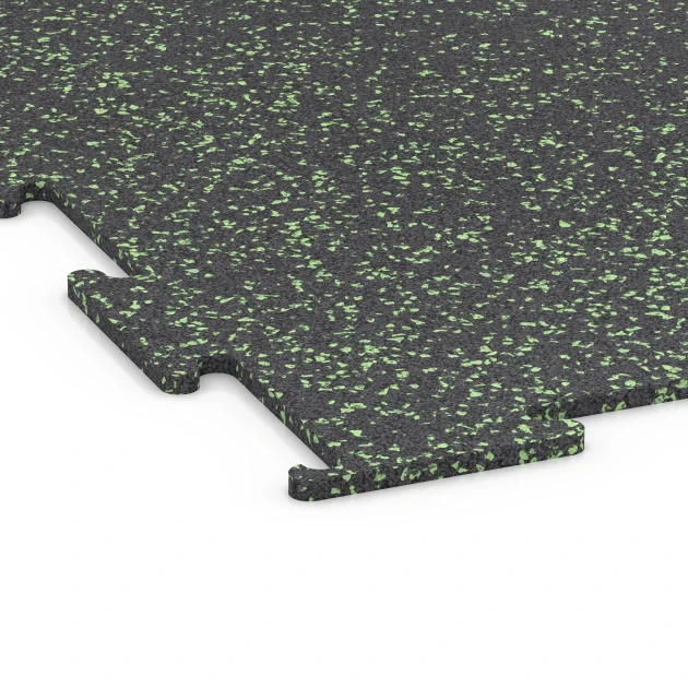 La vue détaillée sur les bords du produit WARCO 6459, Sol de Fitness Compact, au format 50 × 50 × 0,8 cm, en couleur Vert doux moucheté.