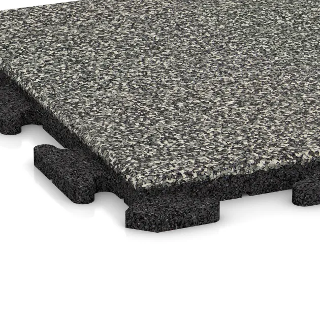 Detailaufnahme der Randausprägung von WARCO-Produkt 1158, Terrassenplatte Classic, Format 500 x 500 x 30 mm, Farbe Grauer Granit.