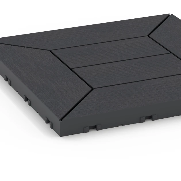 La vue détaillée sur les bords du produit WARCO 6346, Motif à caissons – Dalle clipsable, au format 30 x 30 x 2 cm, en couleur Ardoise.