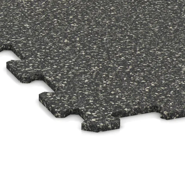 La vue détaillée sur les bords du produit WARCO 1019, Sol de Fitness Compact, au format 970 x 970 x 8 mm, en couleur Granit foncé.