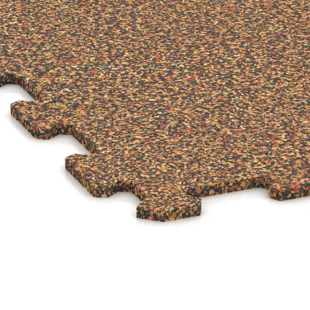 Detailaufnahme der Randausprägung von WARCO-Produkt 1023, Fitnessboden Kompakt, Format 970 x 970 x 8 mm | 0,94 m, Farbe Terra Cotta.