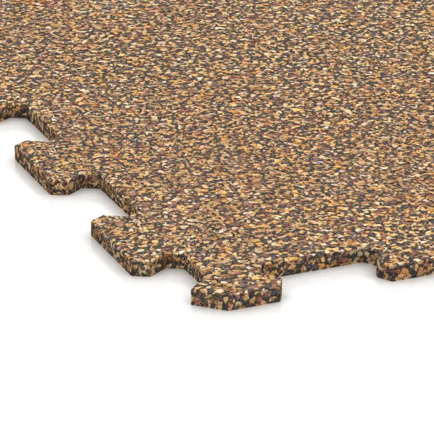 Detailaufnahme der Randausprägung von WARCO-Produkt 1032, Fitnessboden Kompakt, Format 970 x 970 x 8 mm | 0,94 m, Farbe Rattan Lounge.