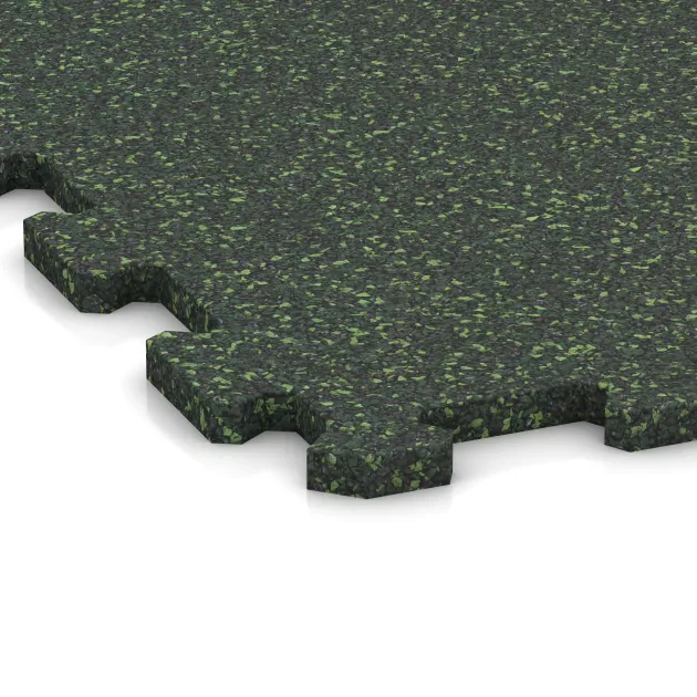 Detailaufnahme der Randausprägung von WARCO-Produkt 1099, Fitnessboden Kompakt, Format 970 x 970 x 16 mm | 0,94 m², Farbe Englischer Rasen.