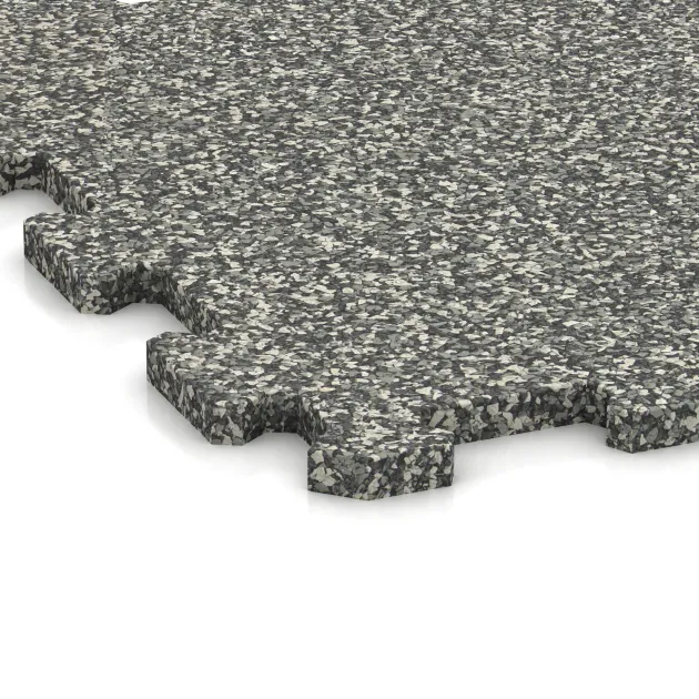La vue détaillée sur les bords du produit WARCO 0959, Sol de Fitness Compact, au format 485 x 485 x 16 mm, en couleur Granit classique.