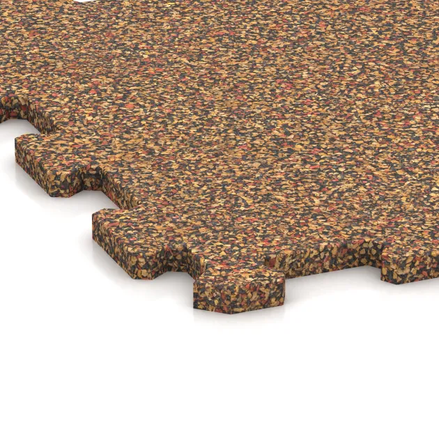 Detailaufnahme der Randausprägung von WARCO-Produkt 0962, Fitnessboden Kompakt, Format 485 x 485 x 16 mm | 0,235 m², Farbe Terra Cotta.