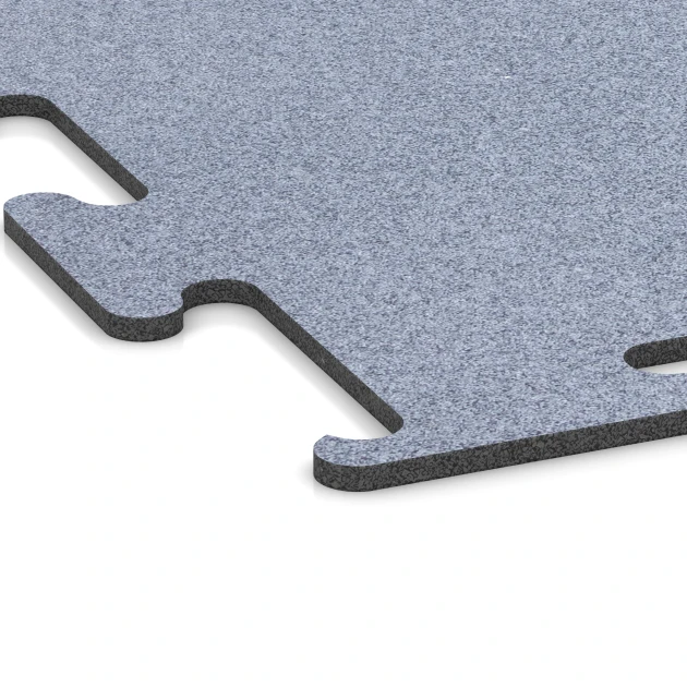 Detailaufnahme der Randausprägung von WARCO-Produkt 6146, Fitness Performance Elite Trainingsboden, Format 100 x 100 x 1 cm | 1,00 m², Farbe Nebelgrau.
