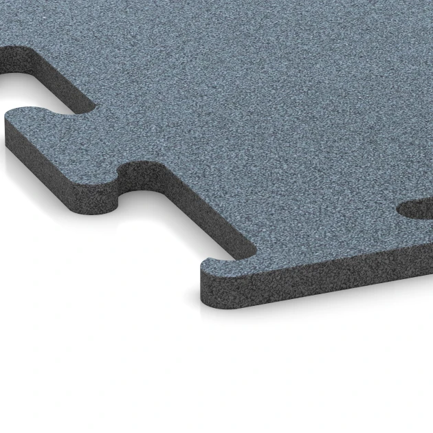 Detailaufnahme der Randausprägung von WARCO-Produkt 6162, Fitness Performance Elite Trainingsboden, Format 100 x 100 x 2 cm | 1,00 m², Farbe Altsilber.