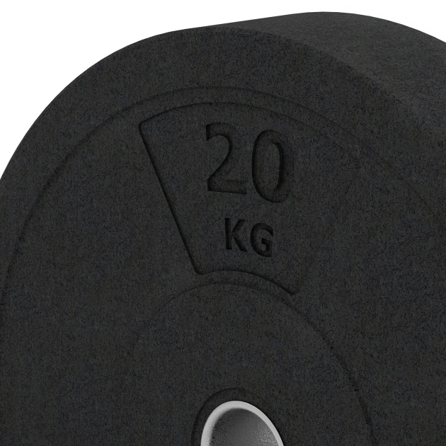 La vue détaillée sur les bords du produit WARCO 6089, Bumper Plate Slim, au format 20 kg | ø 45,4 x 8,61 cm, en couleur Anthracite.
