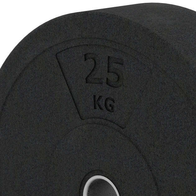 La vue détaillée sur les bords du produit WARCO 6090, Bumper Plate Slim, au format 25 kg | ø 45,4 x 11,38 cm, en couleur Anthracite.