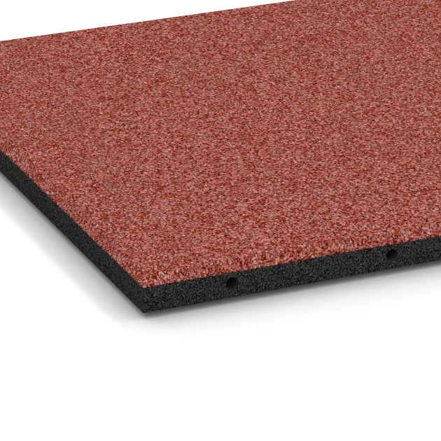La vue détaillée sur les bords du produit WARCO 6288, Dalles amortissantes, au format 50 x 50 x 3 cm, en couleur Rouge tomate.