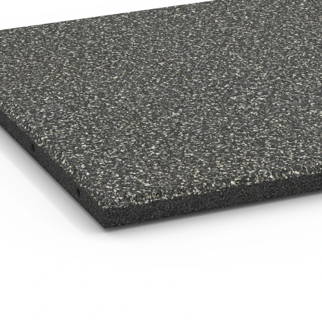 La vue détaillée sur les bords du produit WARCO 6413, Dalle amortissante – 90 cm, au format 50 x 50 x 3 cm | 0,25 m², en couleur Granit gris foncé.