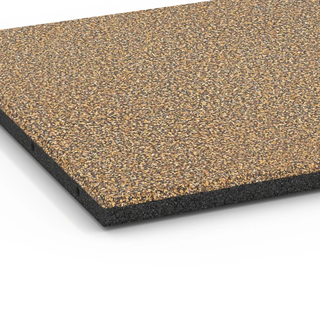 La vue détaillée sur les bords du produit WARCO 6421, Dalle amortissante EPDM – 90 cm, au format 50 x 50 x 3 cm | 0,25 m², en couleur Rotin.