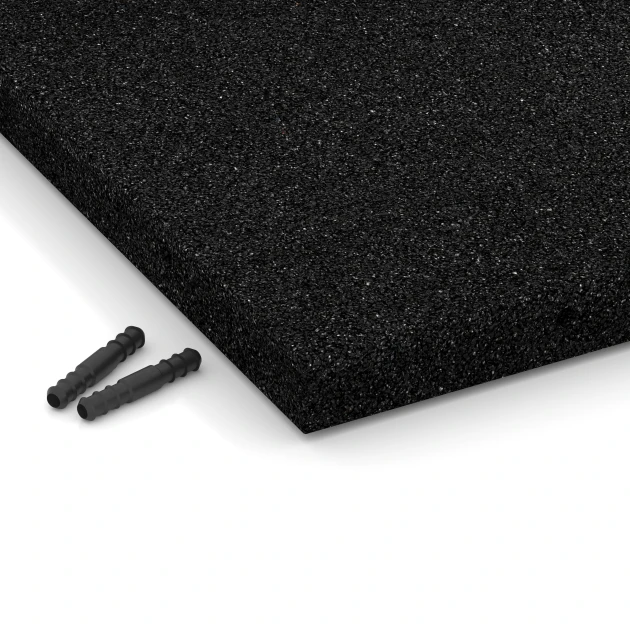 Detailaufnahme der Randausprägung von WARCO-Produkt 6253, Fallschutzplatte – 140 cm, Format 50 x 50 x 4 cm, Farbe Anthrazit.