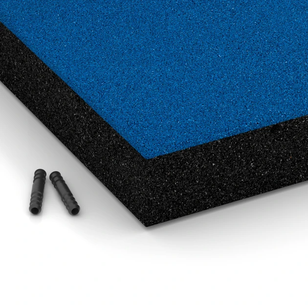 Detailaufnahme der Randausprägung von WARCO-Produkt 6232, Fallschutzplatten, Format 50 x 50 x 8 cm, Farbe Himmelblau.