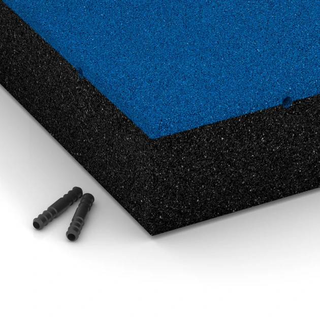 La vue détaillée sur les bords du produit WARCO 6229, Dalles amortissantes, au format 50 x 50 x 11 cm, en couleur Bleu ciel.