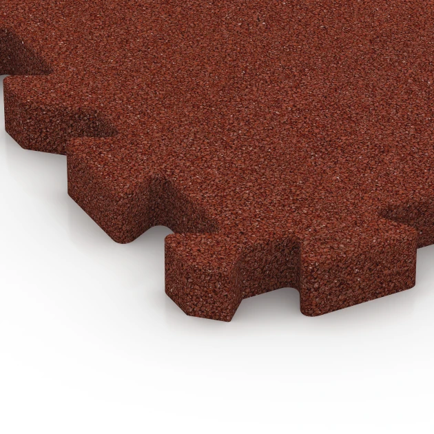 La vue détaillée sur les bords du produit WARCO 6981, Dalles de terrain multisport, au format 50 x 50 x 4 cm | 0,25 m², en couleur Rouge brique.