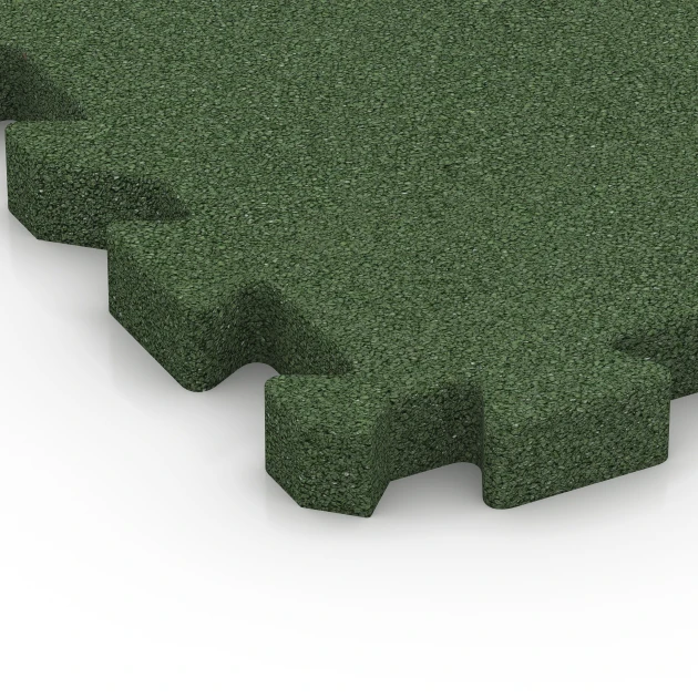 Detailaufnahme der Randausprägung von WARCO-Produkt 6304, Fallschutz-Puzzlematte, Format 50 x 50 x 4 cm | 0,25 m², Farbe Grasgrün.