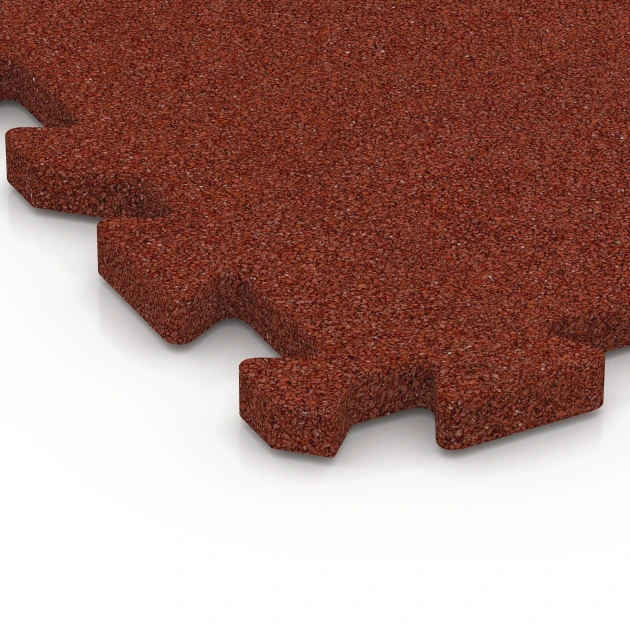 La vue détaillée sur les bords du produit WARCO 6989, Dalles de terrain multisport, au format 50 x 50 x 3 cm | 0,25 m², en couleur Rouge brique.