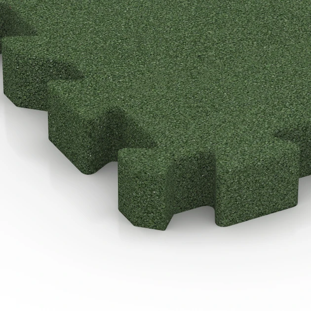 Detailaufnahme der Randausprägung von WARCO-Produkt 6407, Fallschutzplatte – 220 cm, Format 50 x 50 x 6 cm | 0,25 m², Farbe Grasgrün.