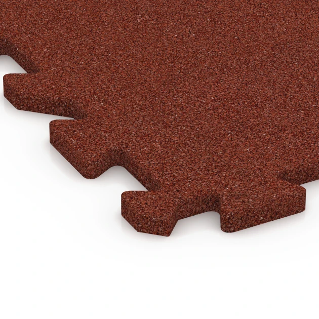 La vue détaillée sur les bords du produit WARCO 6984, Dalle de sol fitness, au format 50 x 50 x 2 cm | 0,25 m², en couleur Rouge brique.