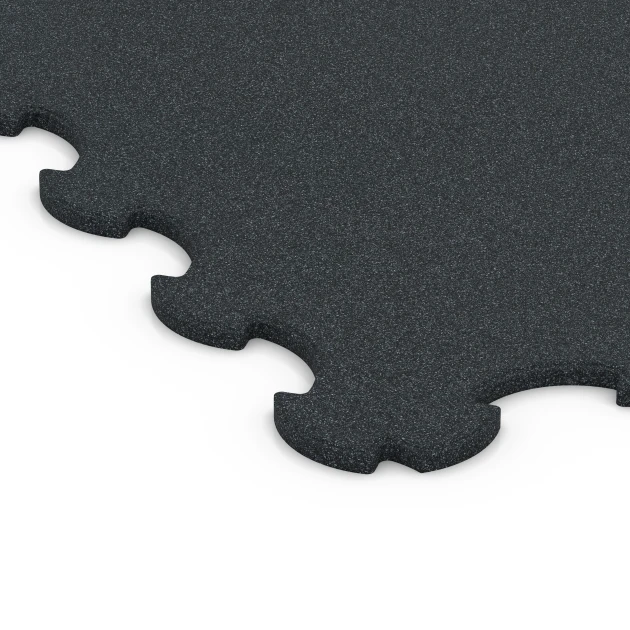 Detailaufnahme der Randausprägung von WARCO-Produkt 6376, Fitness-Bodenschutzmatte, Format 102,5 x 102,5 x 1,5 cm | 1,05 m², Farbe Anthrazit.