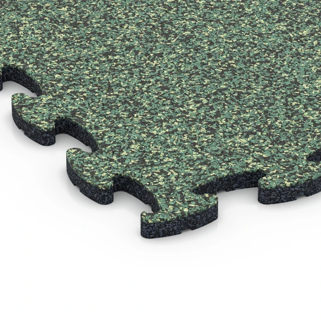 La vue détaillée sur les bords du produit WARCO 6780, Dalle fitness gymnastique, au format 44,6 x 44,6 x 1,8 cm, en couleur Gazon anglais.