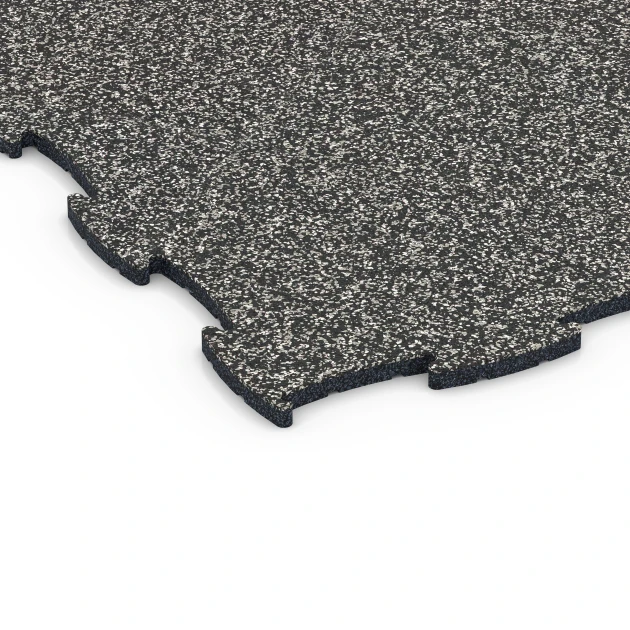 Detailaufnahme der Randausprägung von WARCO-Produkt 6832, Fitness Active Floor System, Format 97,1 x 97,1 × 1,8 cm, Farbe Dunkelgrauer Granit.