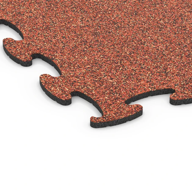 Detailaufnahme der Randausprägung von WARCO-Produkt 6926, Messeboden Klickfliese, Format 98 x 98 × 1,8 cm, Farbe Feuersglut.