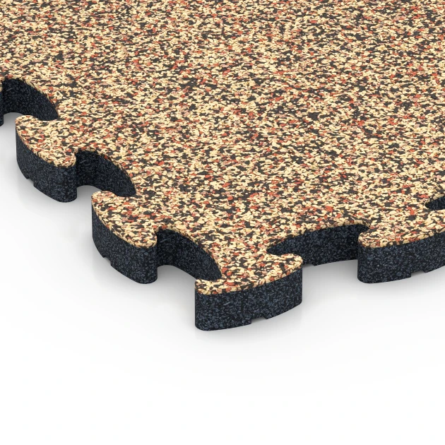 Detailaufnahme der Randausprägung von WARCO-Produkt 6844, Fitness Active Floor System, Format 44,6 x 44,6 × 2,8 cm, Farbe Terra Cotta.