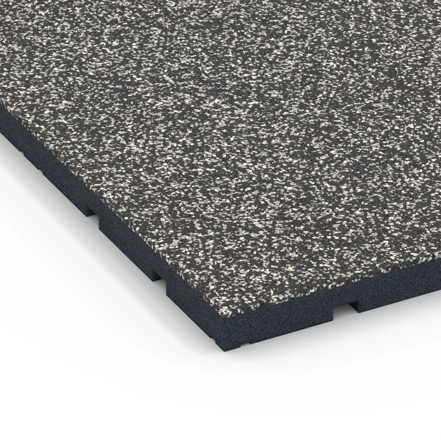 La vue détaillée sur les bords du produit WARCO 7132, Revêtement sportif extérieur, au format 60 x 60 x 3 cm | 0,36 m², en couleur Granit gris foncé.