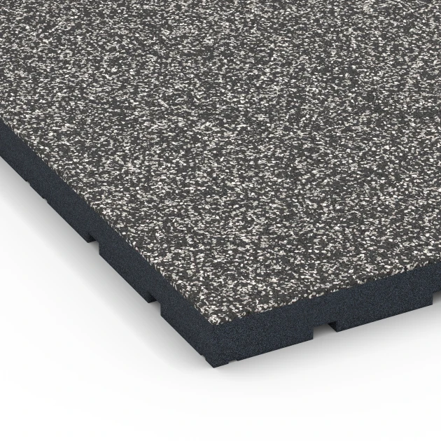 La vue détaillée sur les bords du produit WARCO 7141, Revêtement sportif extérieur, au format 60 x 60 x 4 cm | 0,36 m², en couleur Granit gris foncé.