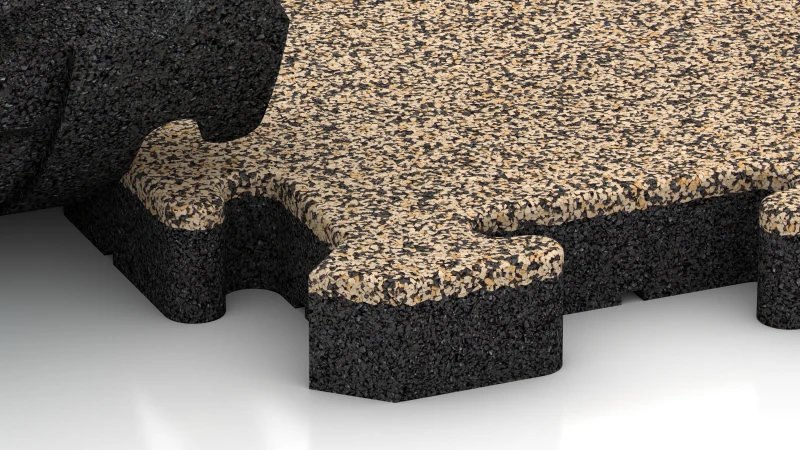 Connexion puzzle avec chanfrein légèrement arrondi