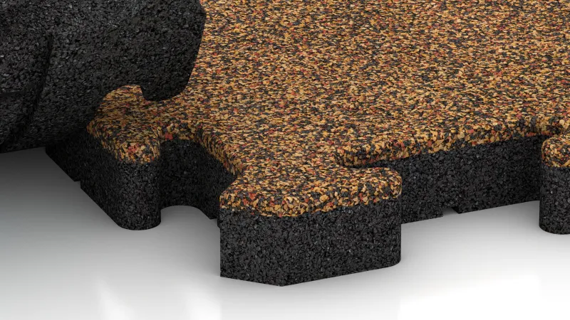 Assemblage puzzle avec chanfrein légèrement arrondi