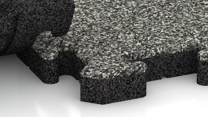 Assemblage puzzle avec chanfrein légèrement arrondi