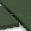 Großaufnahme vom Verbindungssystem von WARCO-Boden 0692 - Fallschutzplatte im Farbdesign Grasgrün. Abmessungen 500 x 500 x 50 mm.