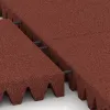 Großaufnahme vom Verbindungssystem von WARCO-Boden 0727 - Fallschutzplatte im Farbdesign Ziegelrot. Abmessungen 500 x 500 x 80 mm.