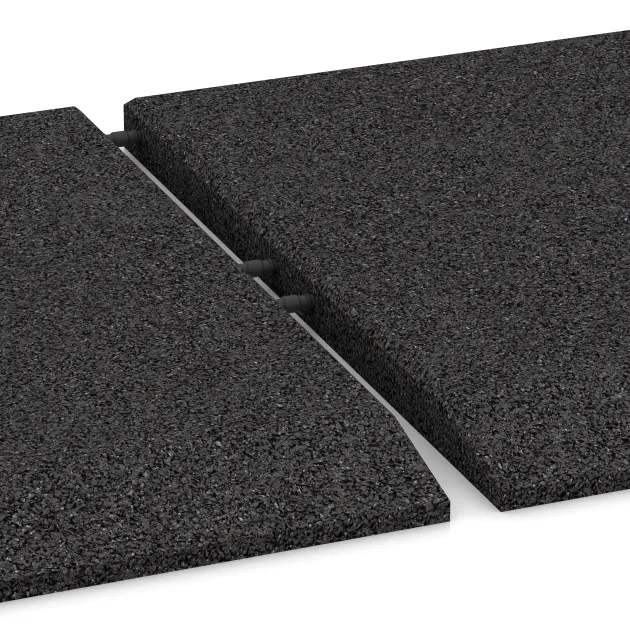 Le gros plan sur le système de connexion des revêtements de sol WARCO 0425 - Dalle latérale (un côté biseauté) en couleur Anthracite. Les dimensions 500 x 500 x 30 mm.