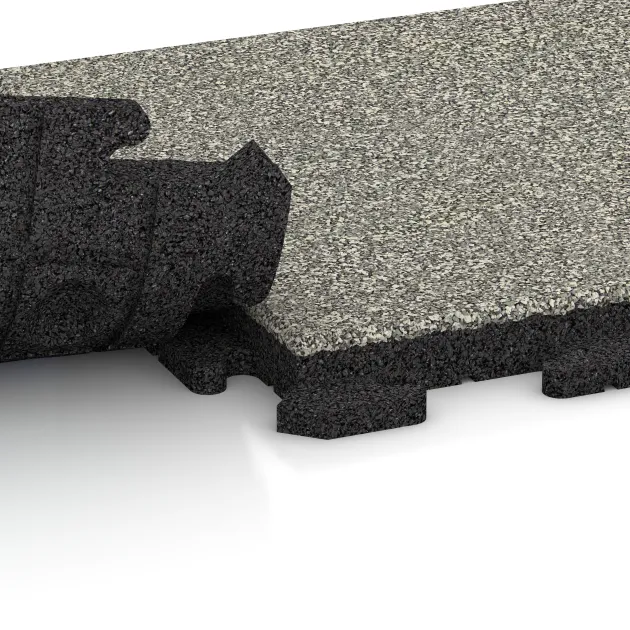 Le gros plan sur le système de connexion des revêtements de sol WARCO 1299 - Dalles pour allées Classic en couleur Granit clair. Les dimensions 500 x 500 x 40 mm.
