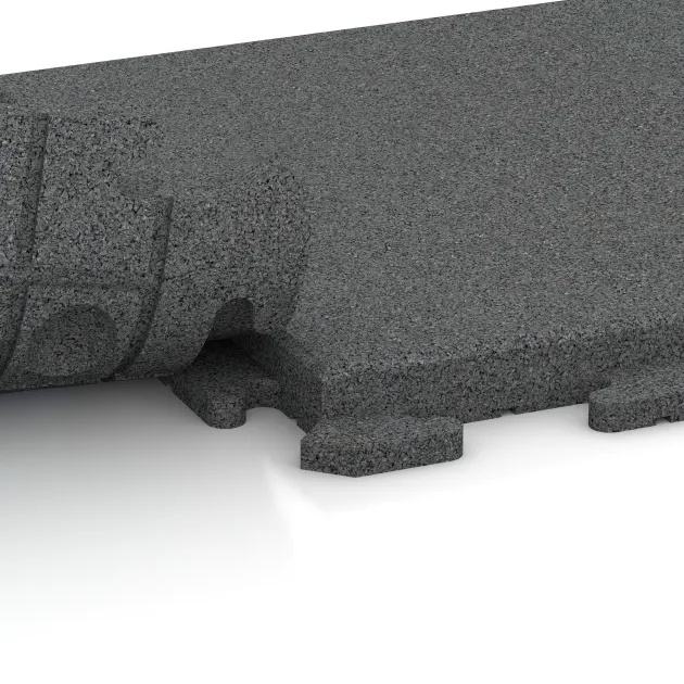 Le gros plan sur le système de connexion des revêtements de sol WARCO 1389 - Dalles pour allées Classic en couleur Gris ardoise. Les dimensions 500 x 500 x 40 mm.