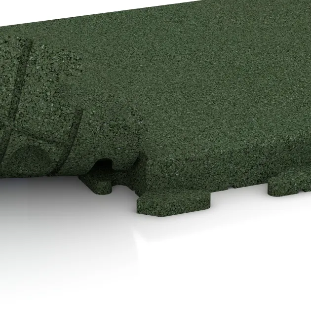 Le gros plan sur le système de connexion des revêtements de sol WARCO 1480 - Dalles pour allées Classic en couleur Vert gazon. Les dimensions 500 x 500 x 50 mm.