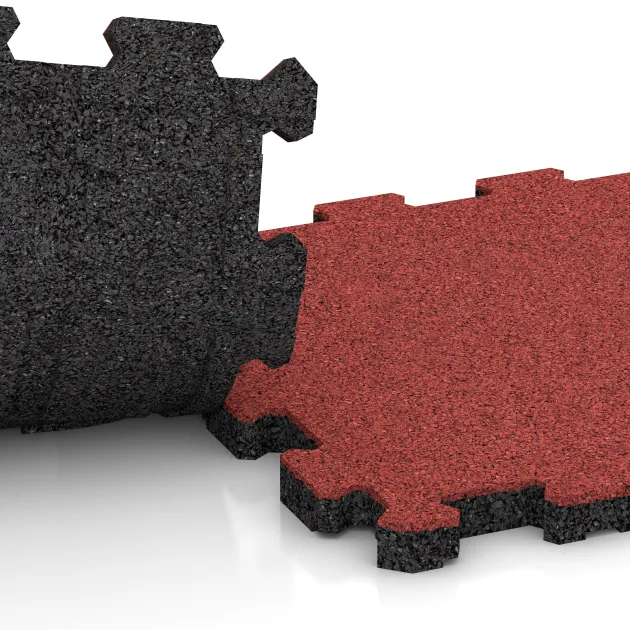 Großaufnahme vom Verbindungssystem von WARCO-Boden 5967 - Treppenfliese im Farbdesign Rose. Abmessungen 306 x 306 x 20 mm.