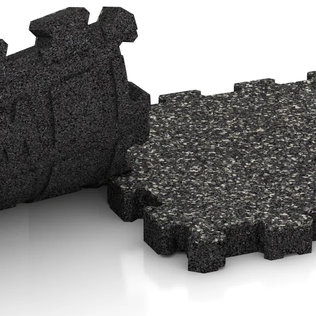Le gros plan sur le système de connexion des revêtements de sol WARCO 6104 - Dalle plage de piscine sans joints en couleur Granit foncé. Les dimensions 306 x 306 x 30 mm.