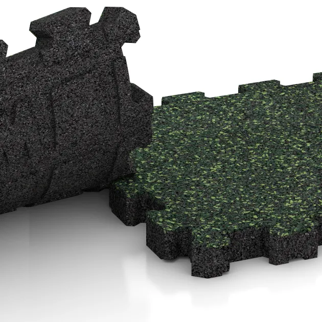 Großaufnahme vom Verbindungssystem von WARCO-Boden 5228 - Poolfliese Fugenlos im Farbdesign Englischer Rasen. Abmessungen 306 x 306 x 30 mm.