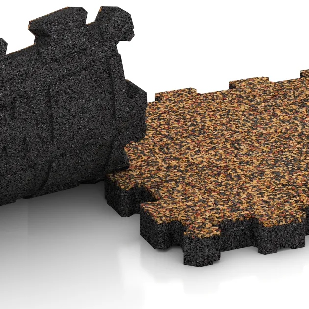 Großaufnahme vom Verbindungssystem von WARCO-Boden 6107 - Poolfliese Fugenlos im Farbdesign Terra Cotta. Abmessungen 306 x 306 x 30 mm.