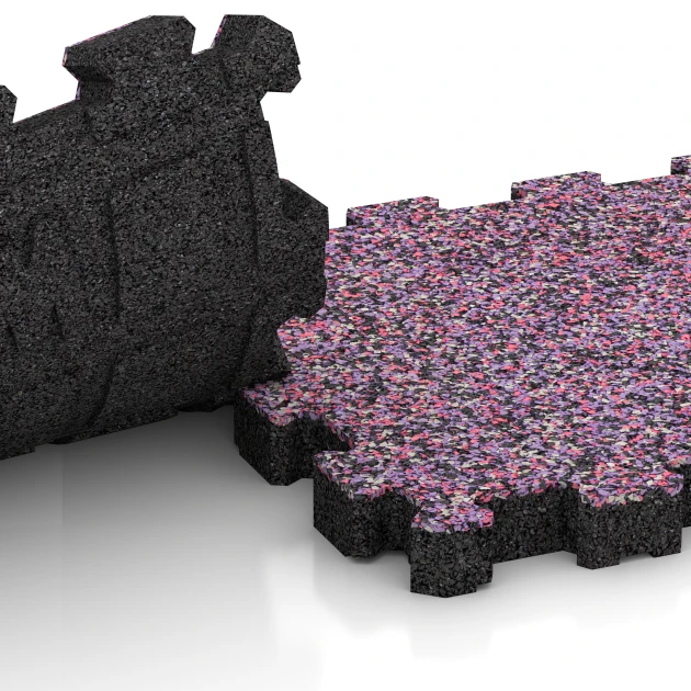 Le gros plan sur le système de connexion des revêtements de sol WARCO 3868 - Revêtement de sol extérieur en couleur Lavande. Les dimensions 30,6 x 30,6 x 3 cm | 0,094 m².