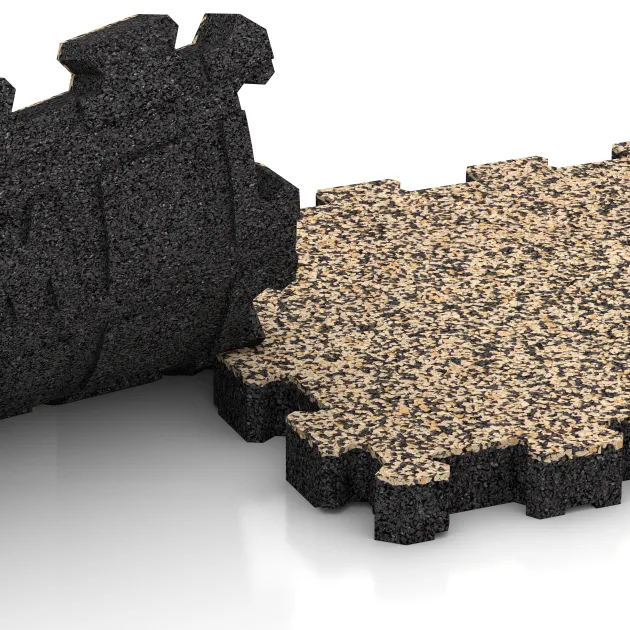Großaufnahme vom Verbindungssystem von WARCO-Boden 6108 - Poolfliese Fugenlos im Farbdesign Travertin. Abmessungen 306 x 306 x 30 mm.