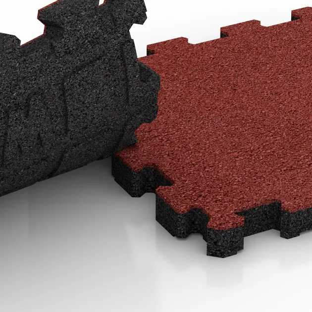 Großaufnahme vom Verbindungssystem von WARCO-Boden 5236 - Poolfliese Fugenlos im Farbdesign Korallenrot. Abmessungen 306 x 306 x 30 mm.